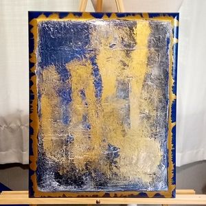 Large Abstract Painting. Blue Artworks. Wall Art.